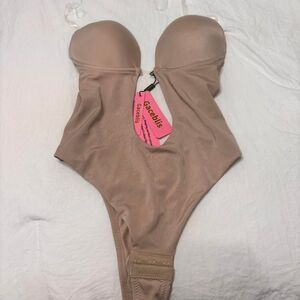 AMAZON Shapewear Corset Open Back NWT Women's Tan Nude Medium Brown Bodysuit